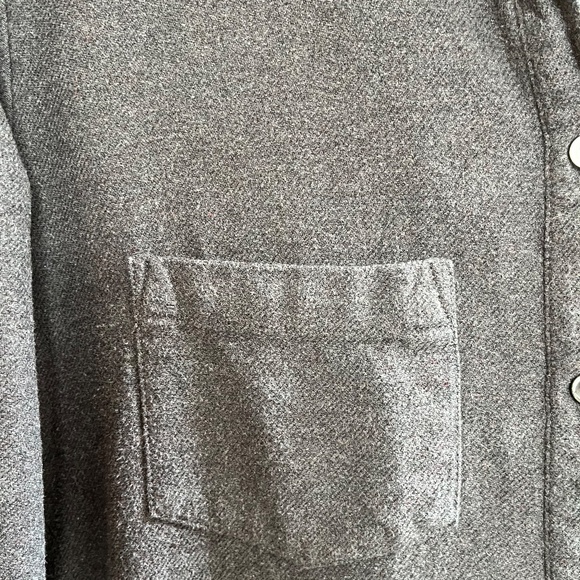 Madewell Sunday Button Down Flannel Shirt Dark Gray With Pockets - Picture 5 of 7